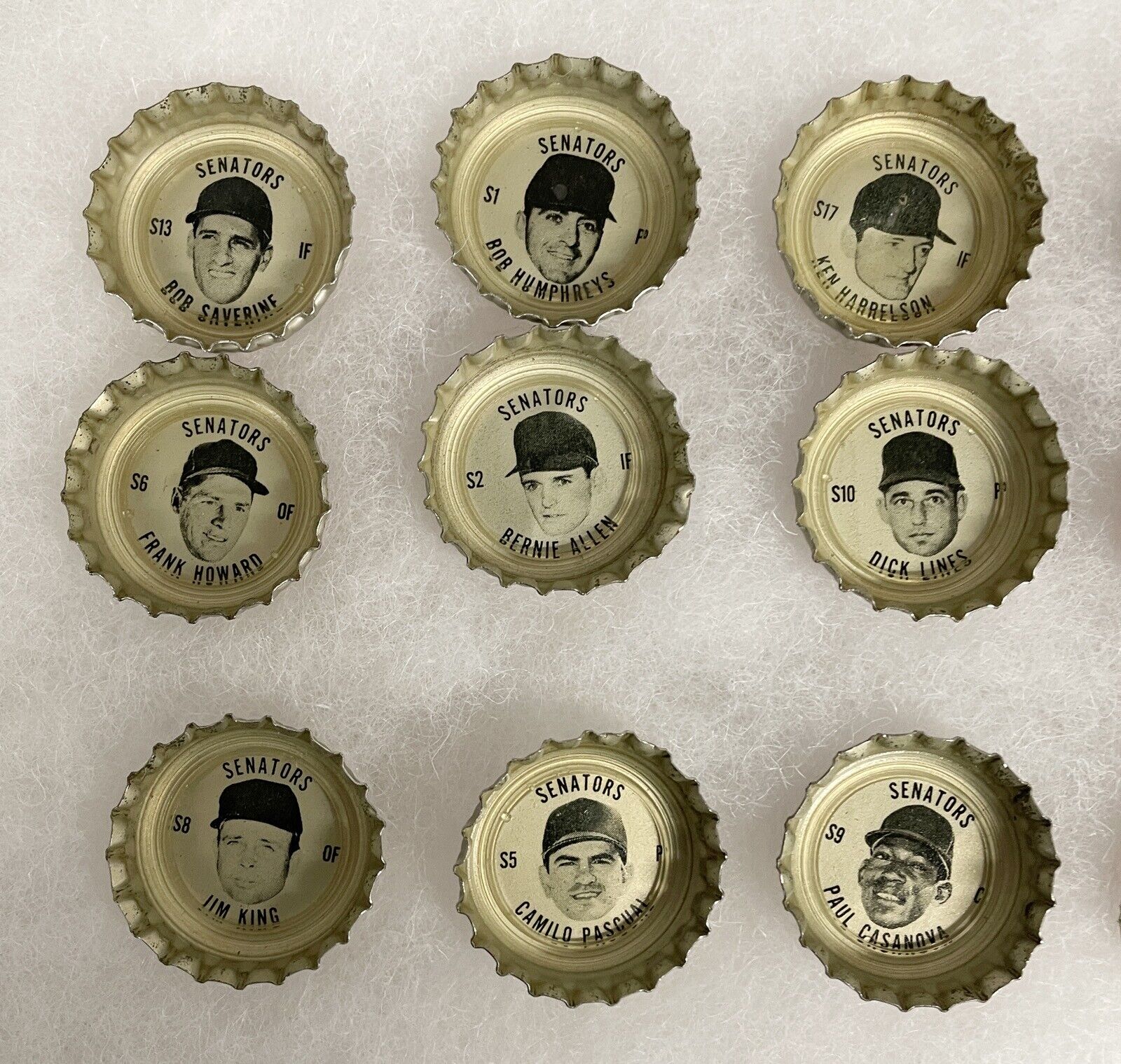 1968 Coke Caps Washington Senators Team Set of 18