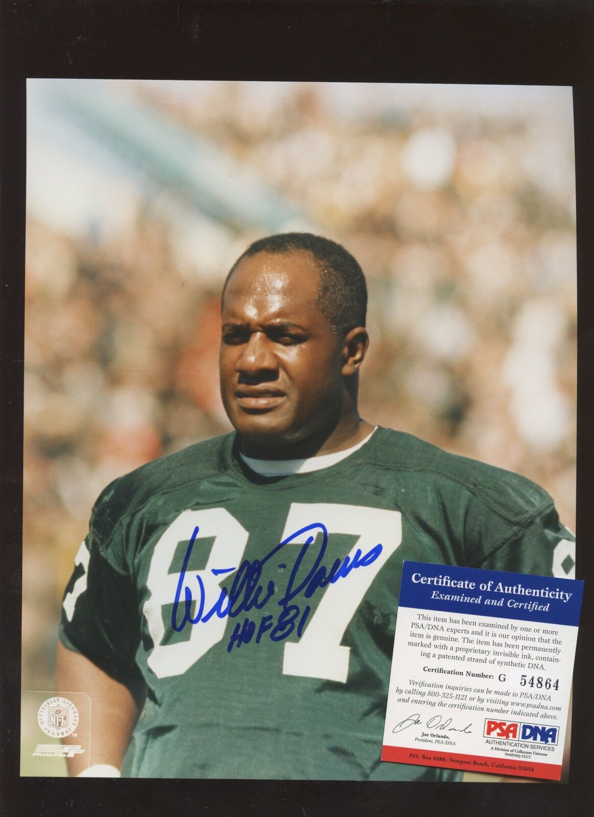 Willie Davis HOF 81 Green Bay Packers Autographed 8 X 10 Photo PSA/DNA