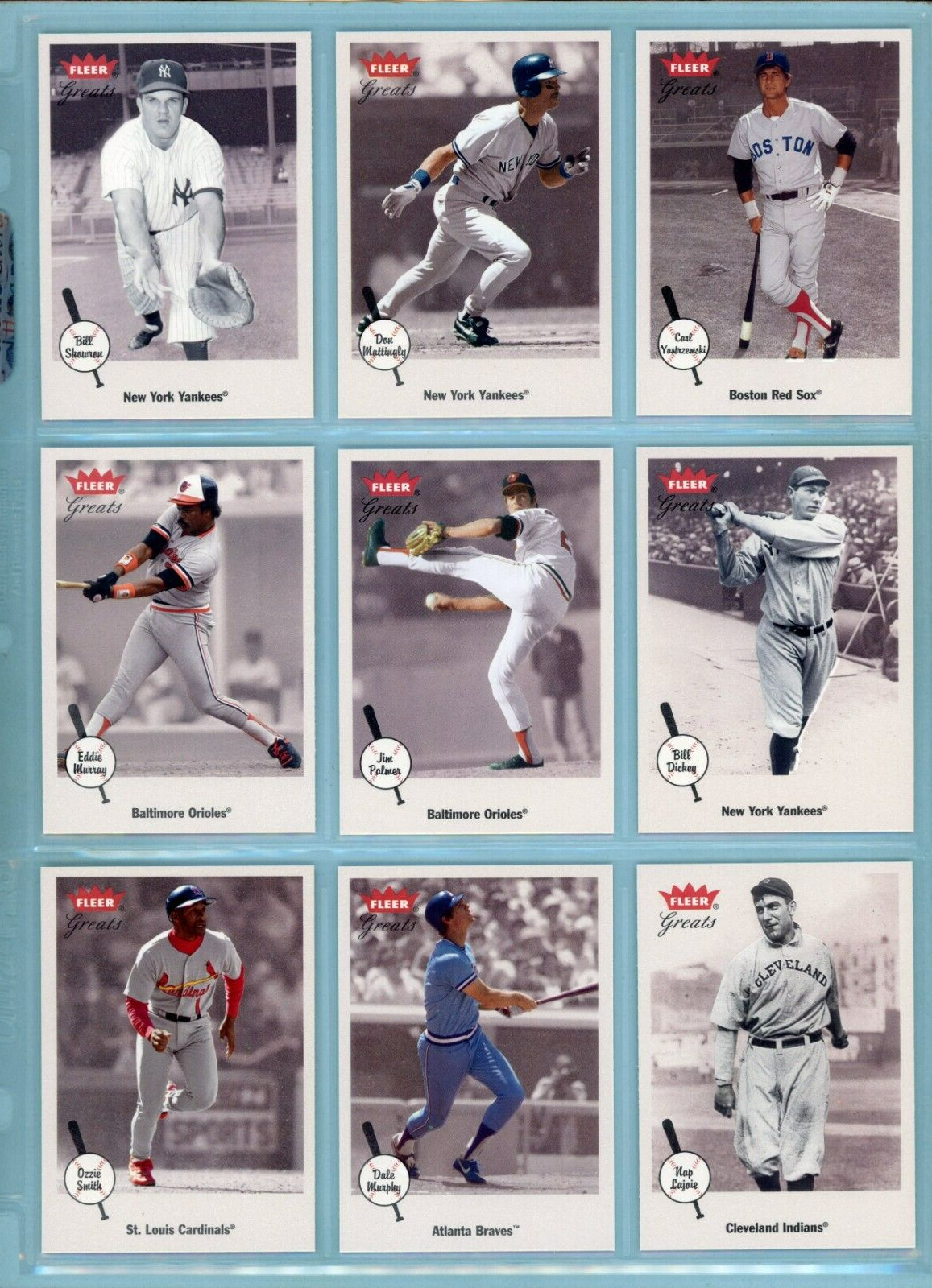 2002 Fleer Greats of The Game Complete Set of 100 + Checklist Baseball Cards NM