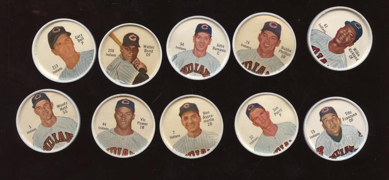 1962 Salada Base Coins Cleveland Indians 10 Different NM Perry Romano Bell Bond