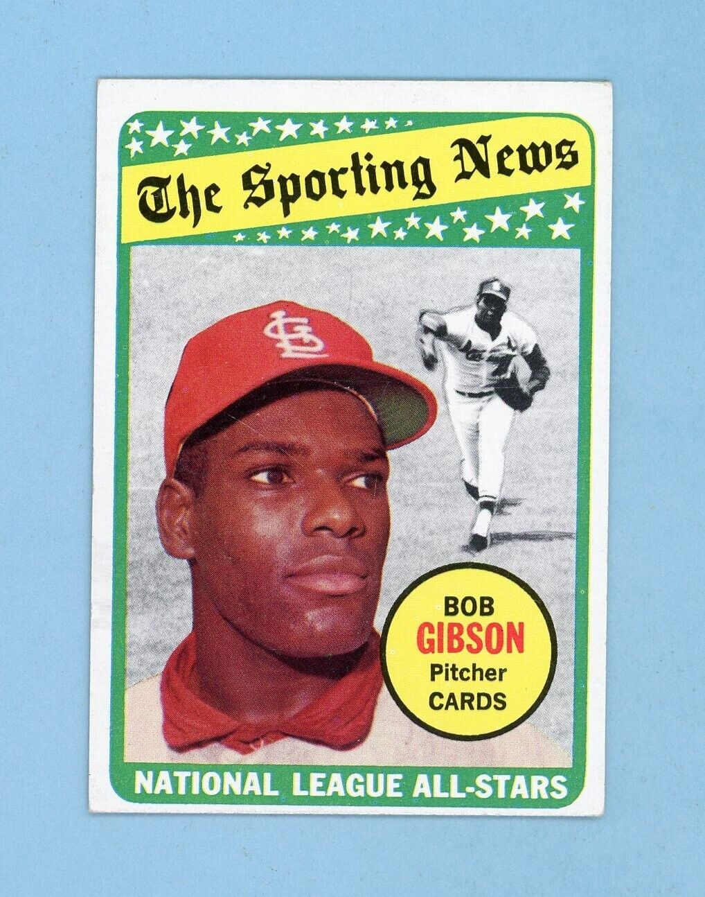 1969 Topps #432 Bob Gibson All-Star St. Louis Cardinals Baseball Card E+-EM scr