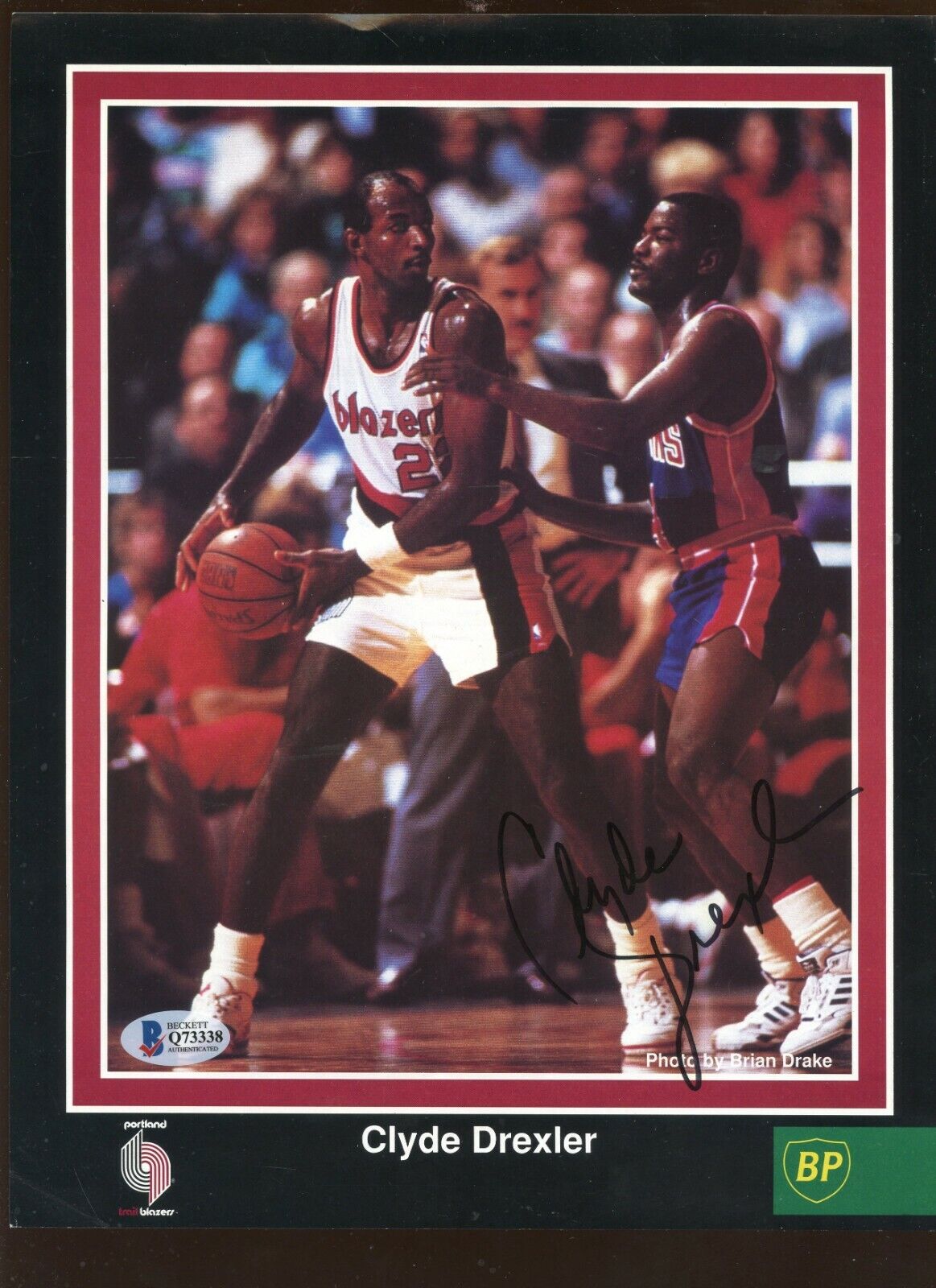 Clyde Drexler Portland Trailblazer 8 X 10 Photo Autographed Beckett Sticker Only