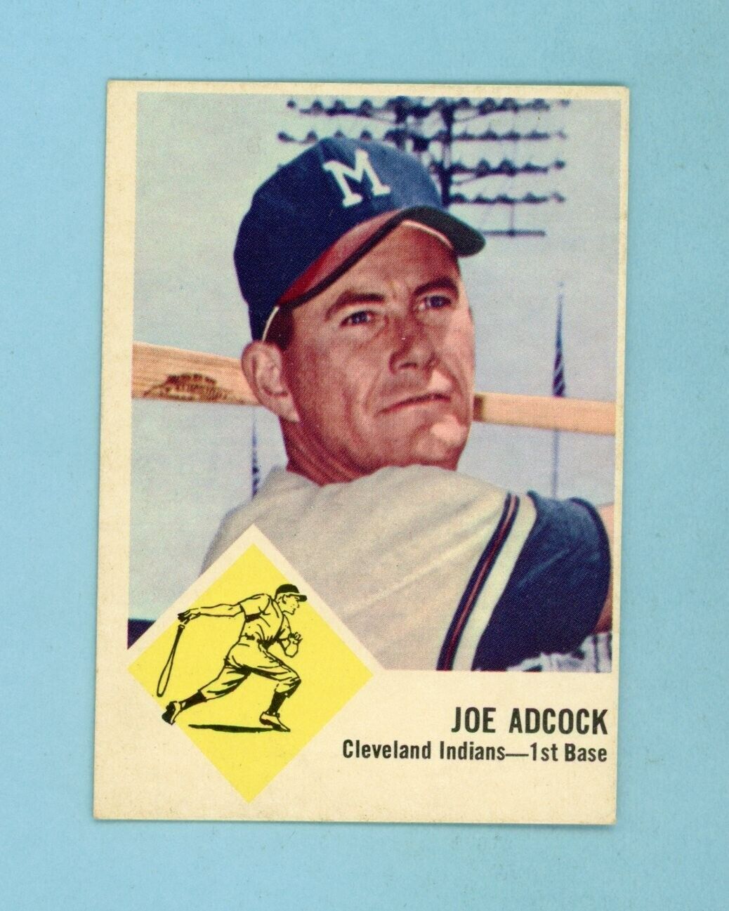 1963 Fleer #46 Joe Adcock Cleveland Indians Short Print Baseball Card EX-EX+ o/c