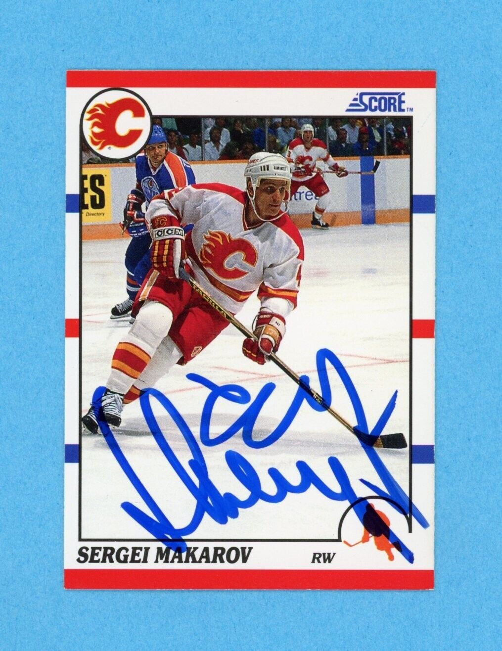 Sergei Makarov Calgary Flames 1990-91 Score #71 Autographed Rookie Hockey Card