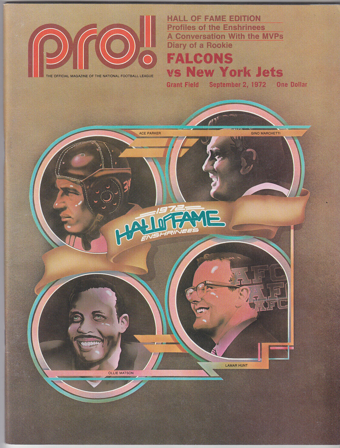 Sept. 2, 1972 NFL Game Program NY Jets vs. Atlanta Falcons at Grant Field