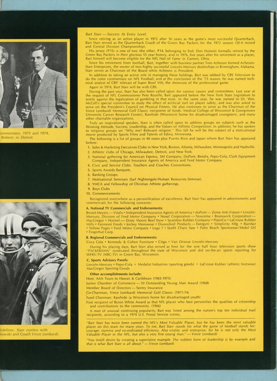 Bart Starr Marketing Brochure