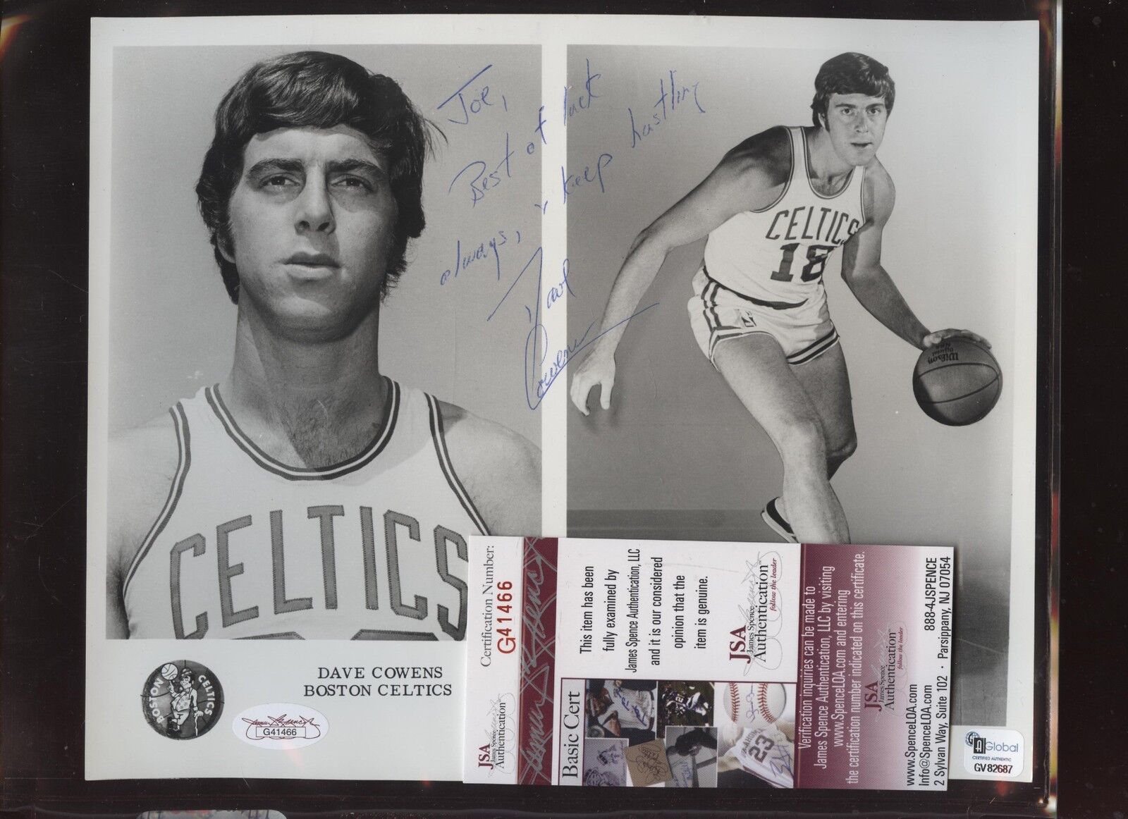 Dave Cowens Boston Celtics Autographed Photo JSA