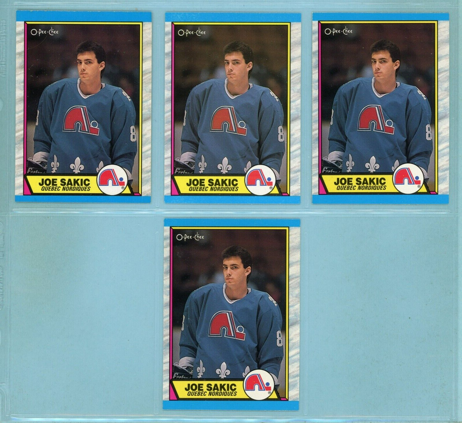 Lot of 4 1989-90 OPC #113 Joe Sakic Quebec Nordiques Rookie Hockey Cards NM