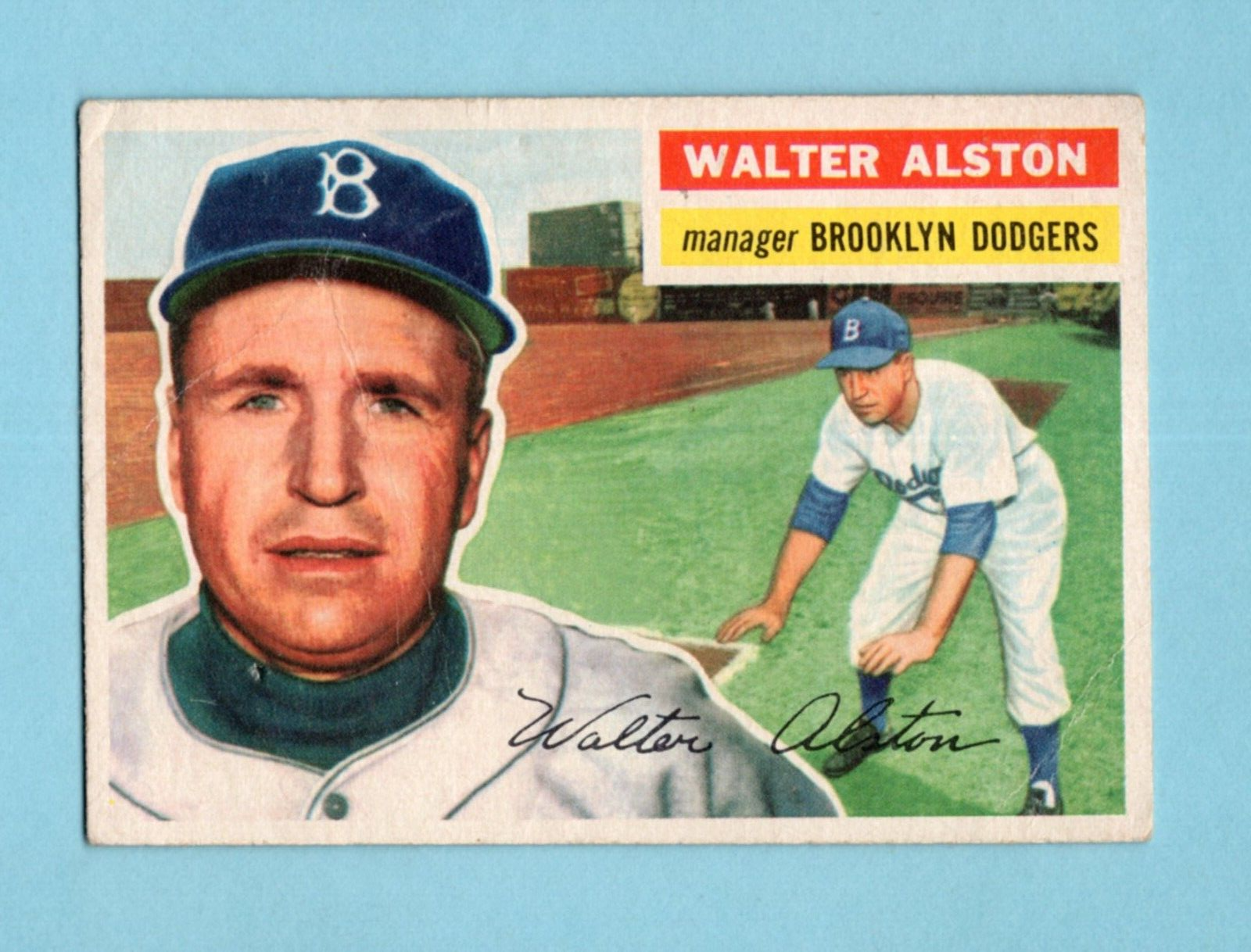 1956 Topps #8 Walter Alston Brooklyn Dodgers Rookie Baseball Card Low Grade