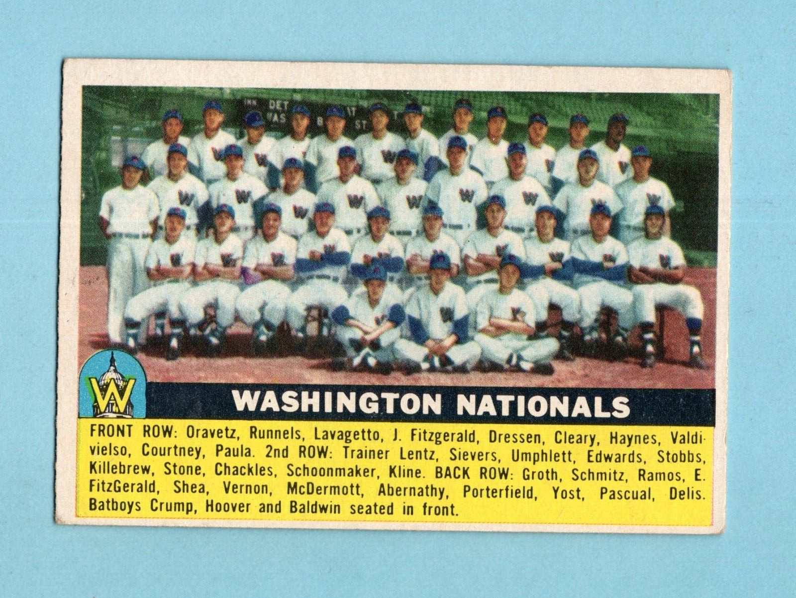 1956 Topps #146 Washington Nationals Team Baseball Card EX