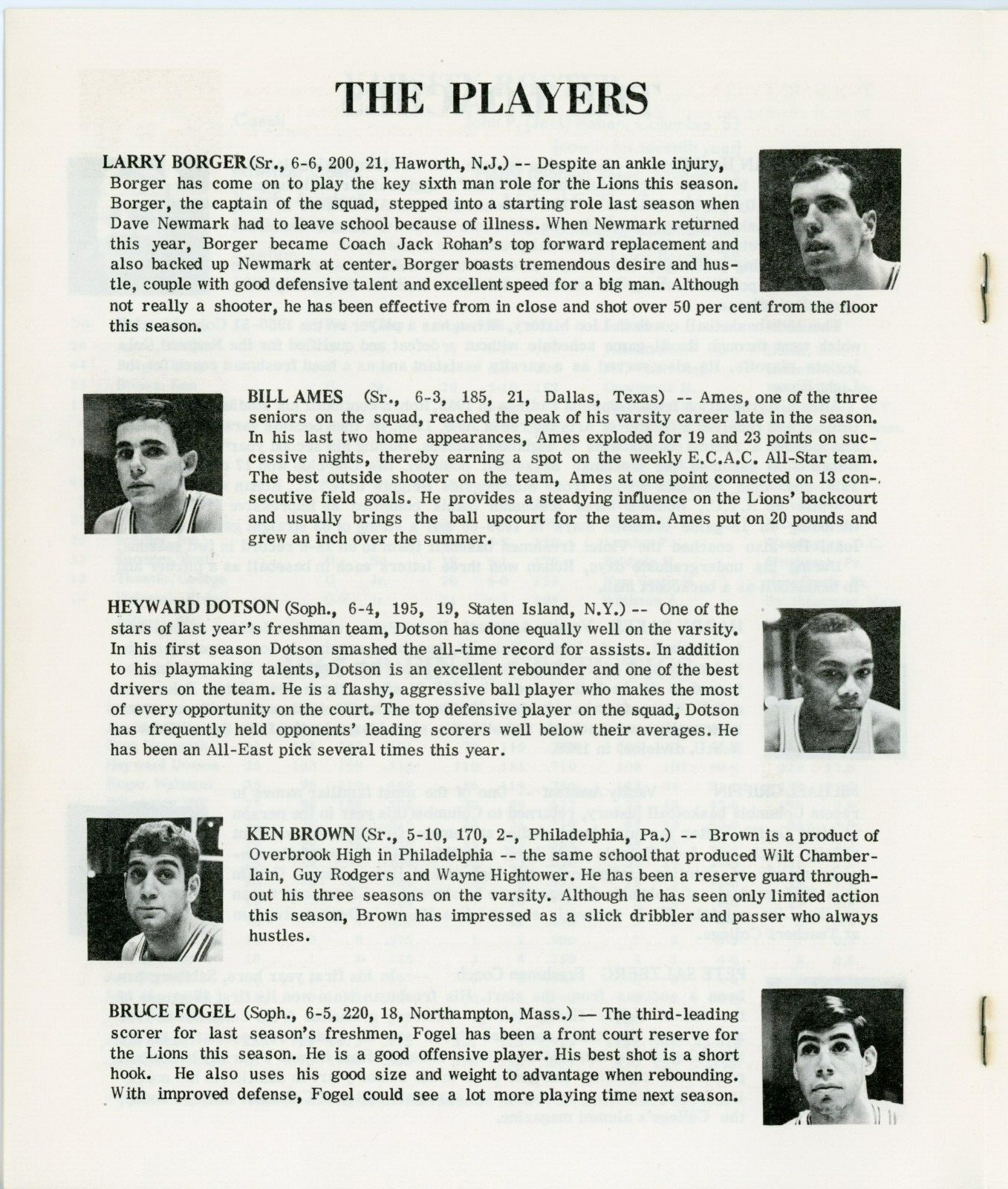 1967-68 Columbia University Basketball Post Season Tournament Guide