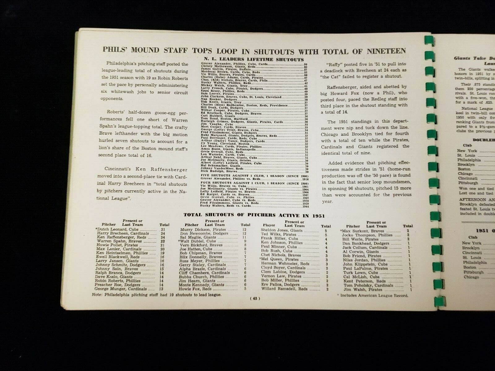 1952 National League Baseball Green Book 