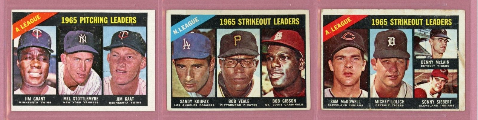 1966 Topps Set of 12 1965 League Leader Baseball Cards Low Grade