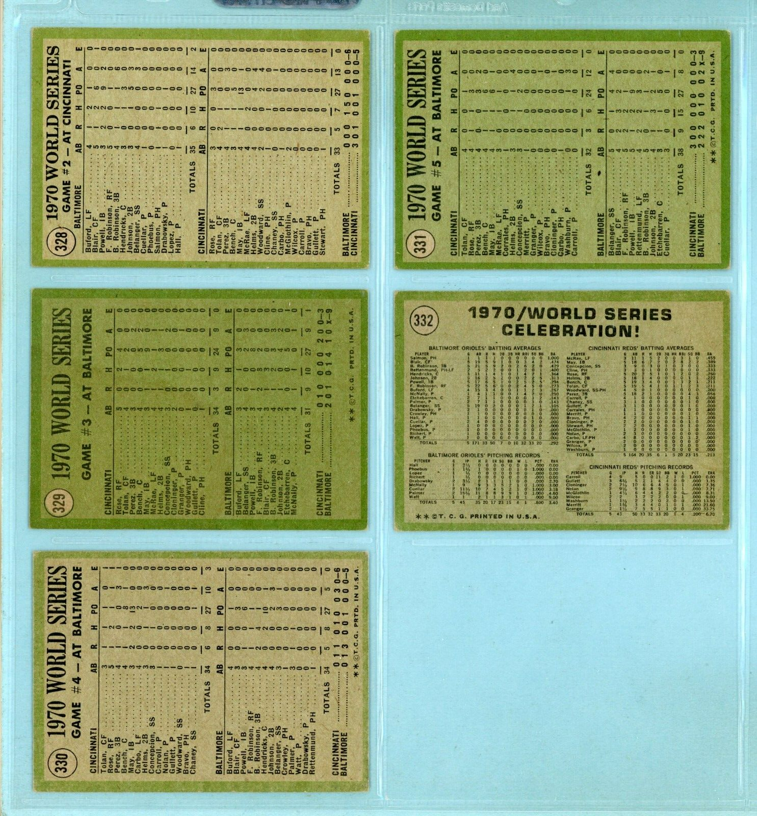 1971 Topps Set of 14 1970 ALCS, NLCS, World Series Special Baseball Cards Vg-Vg+