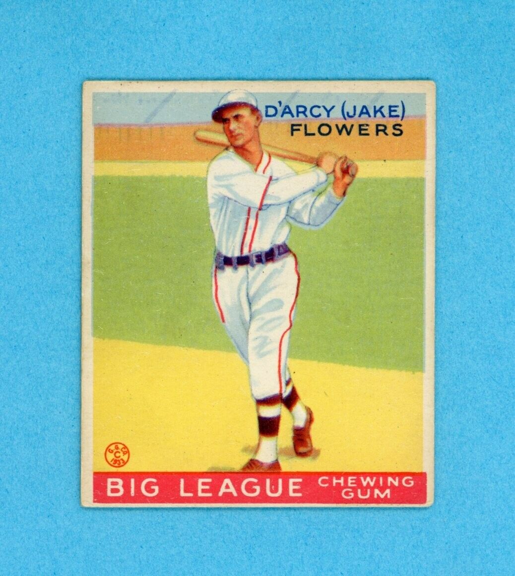 1933 Goudey #151 Jake Flowers Brooklyn Dodgers Baseball Card EX ft w/p bk