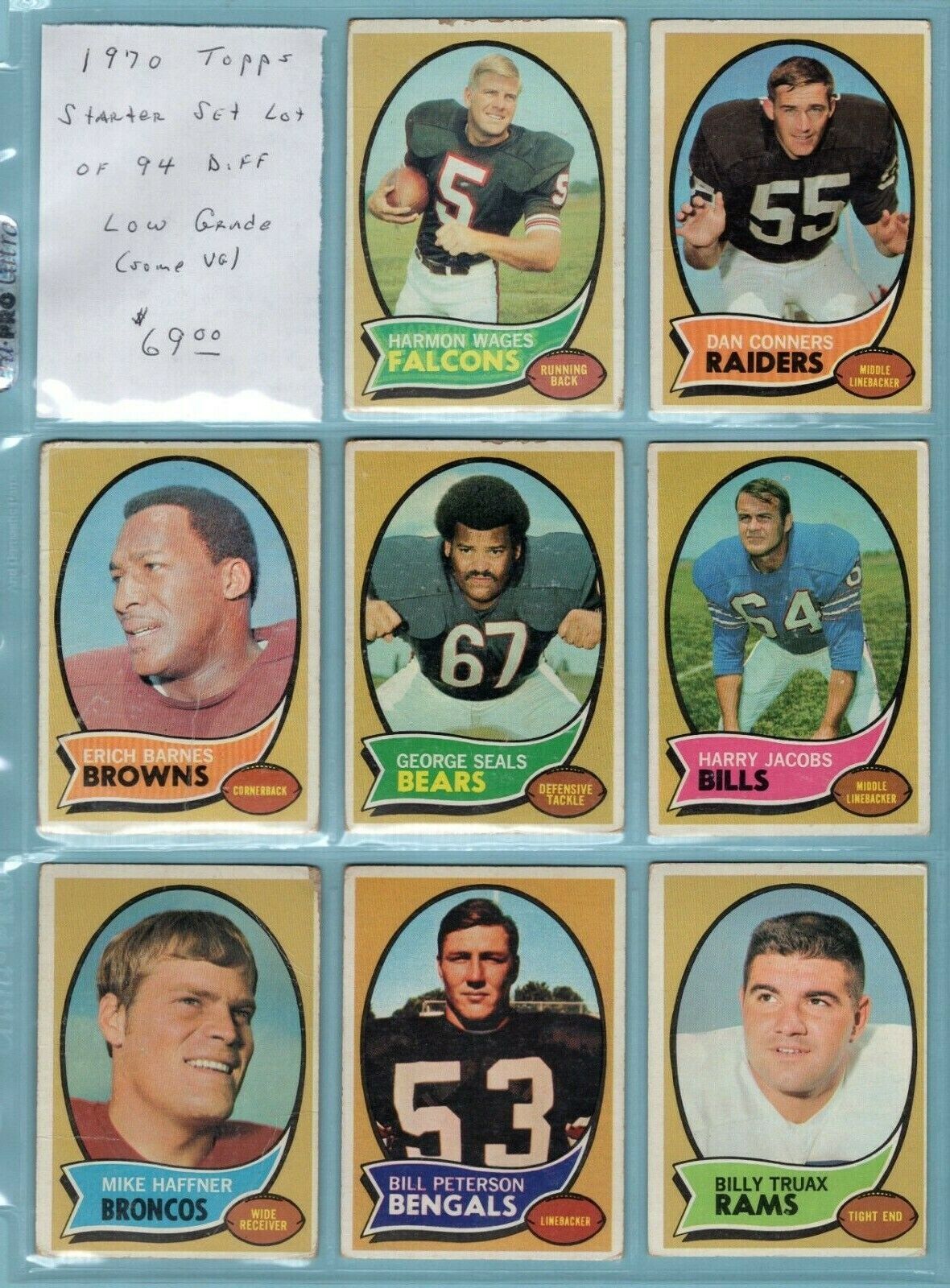 1970 Topps Starter Set Lot of 94 Different Football Cards Low Grade