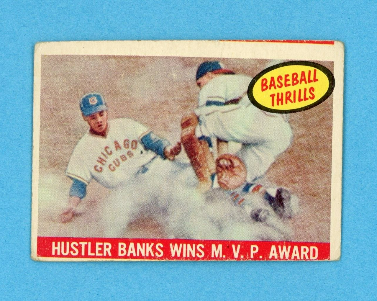 1959 Topps #469 Baseball Thrills Ernie Banks Cubs Baseball Card Low Grade