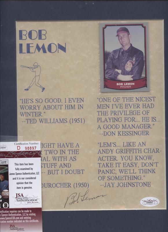 Bob Lemon Cleve Indians Autographed Quote Print JSA