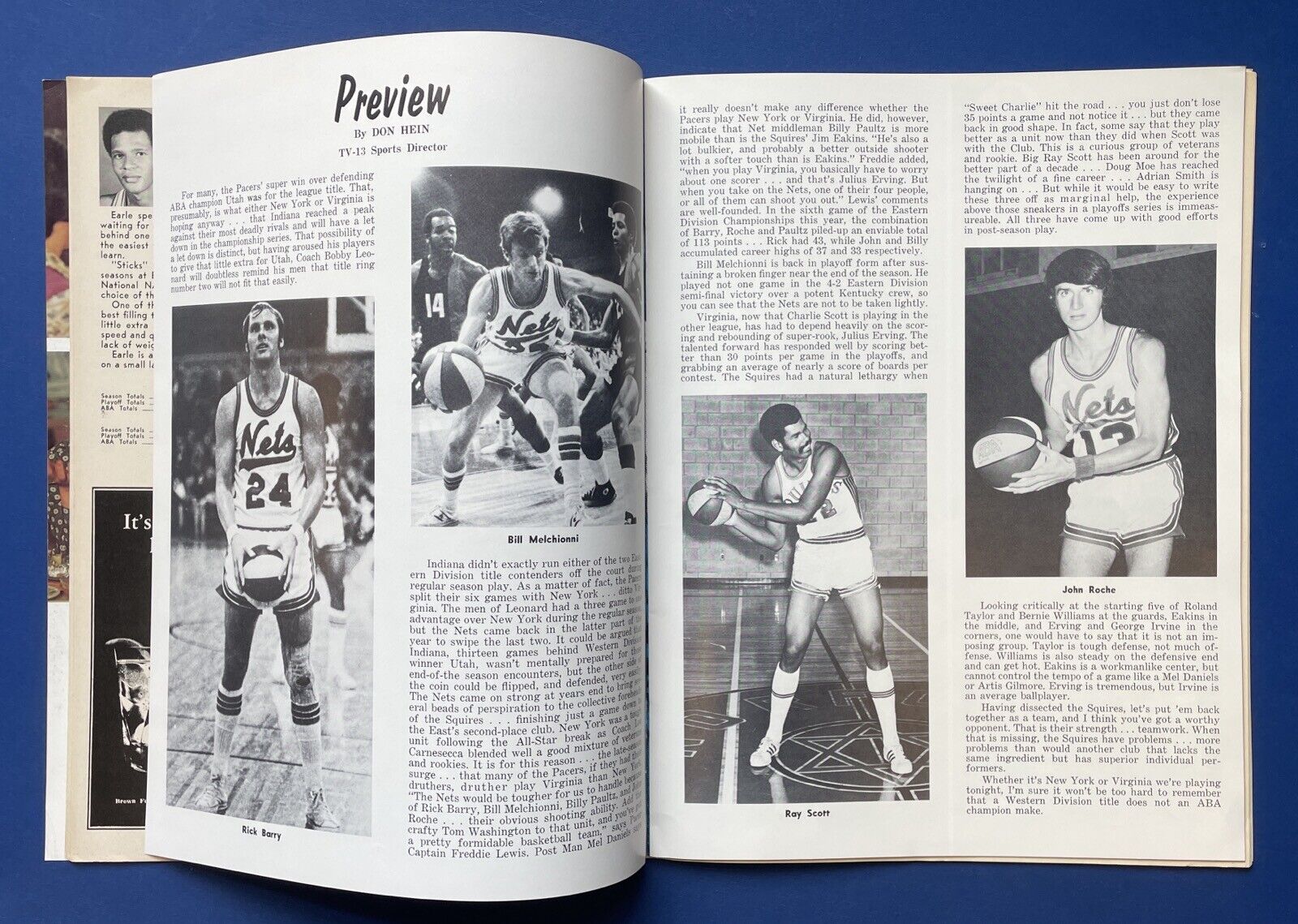 1972 ABA Championship Program New York Nets @ Indiana Pacers • Scored Game #2