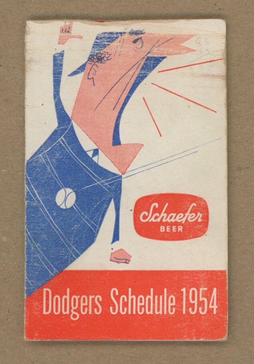 1954 Brooklyn Dodgers Pocket Schedule VG-EX