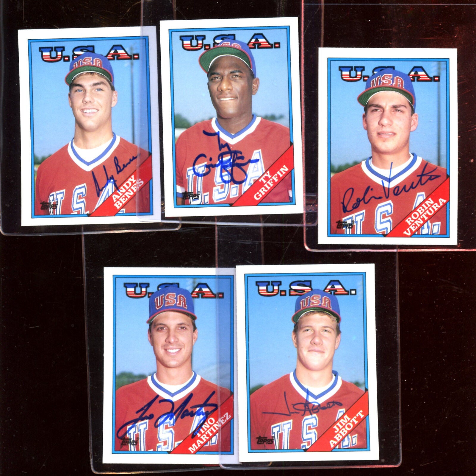 1989 Team USA Baseball Cards Autographed 5 Different