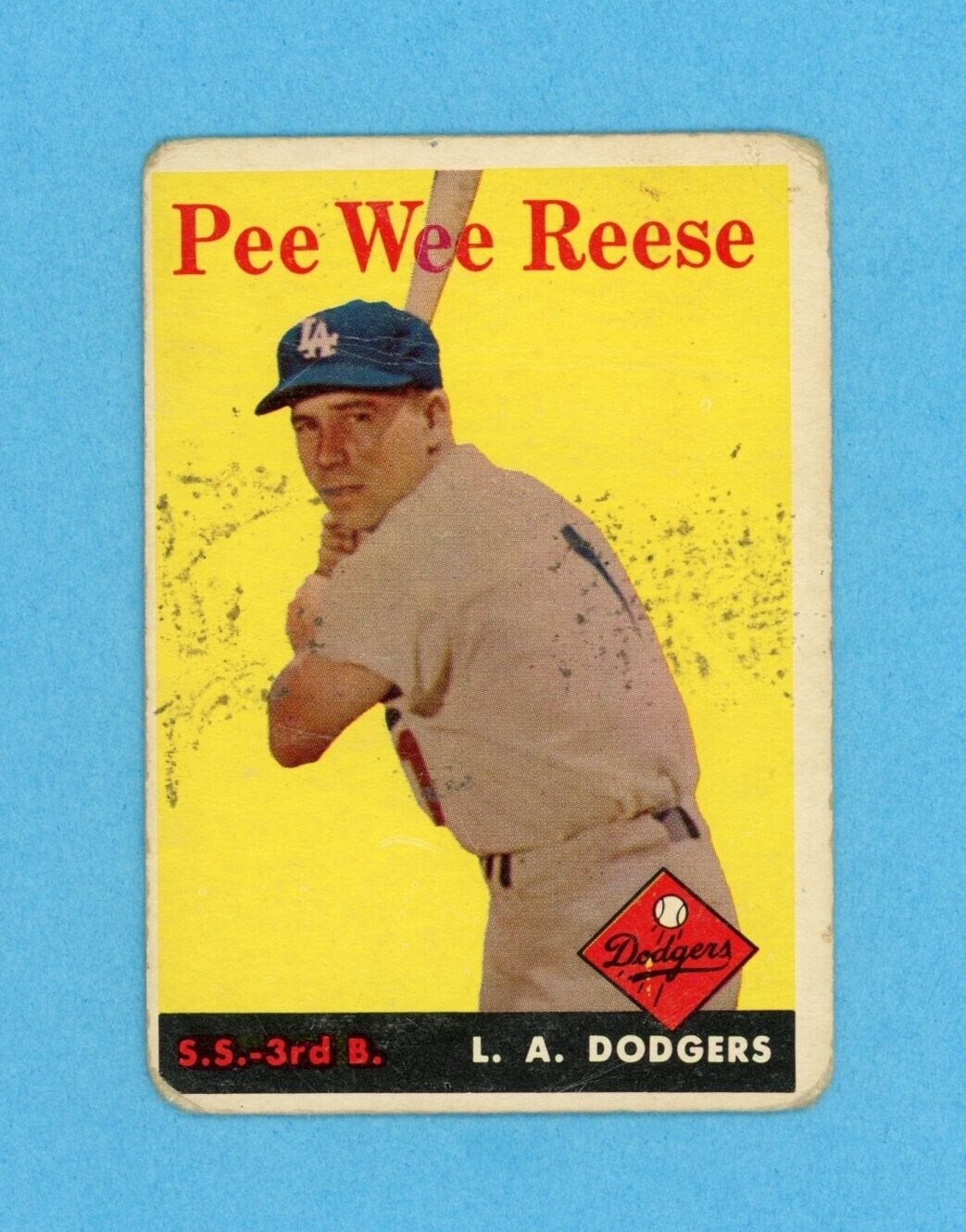 1958 Topps #375 Pee Wee Reese Los Angeles Dodgers Baseball Card Low Grade