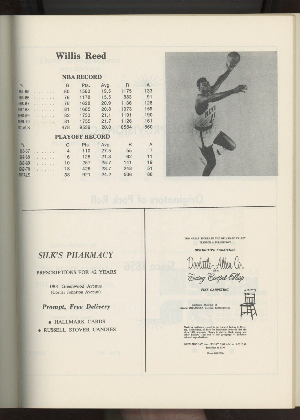 10/2/70 Phila. 76ers vs NY Knicks Kiwanis Club Preseason Game Program