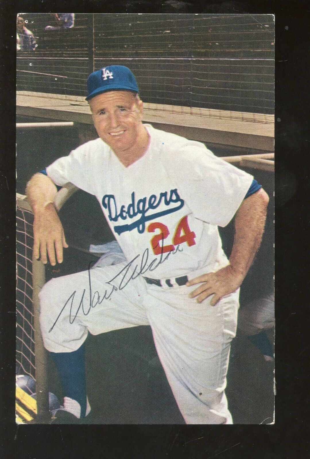 1960 Walt Alston Autographed Los Angeles Dodgers Postcard w/ Hologram