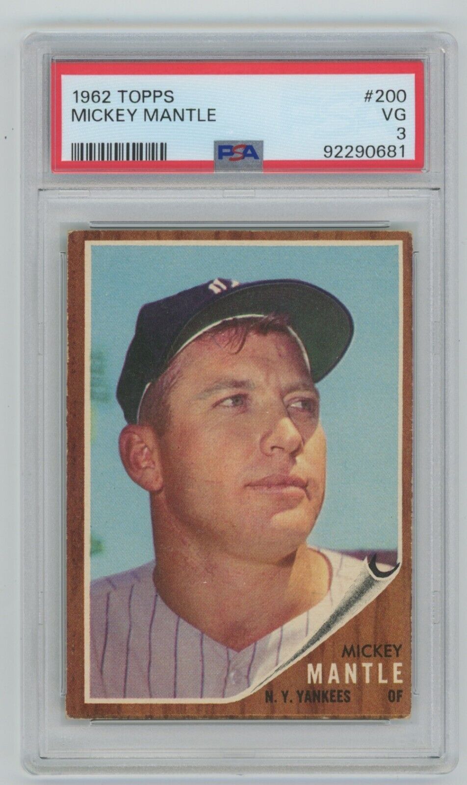 Mickey Mantle 1962 Topps Card #200 • PSA 3 VG