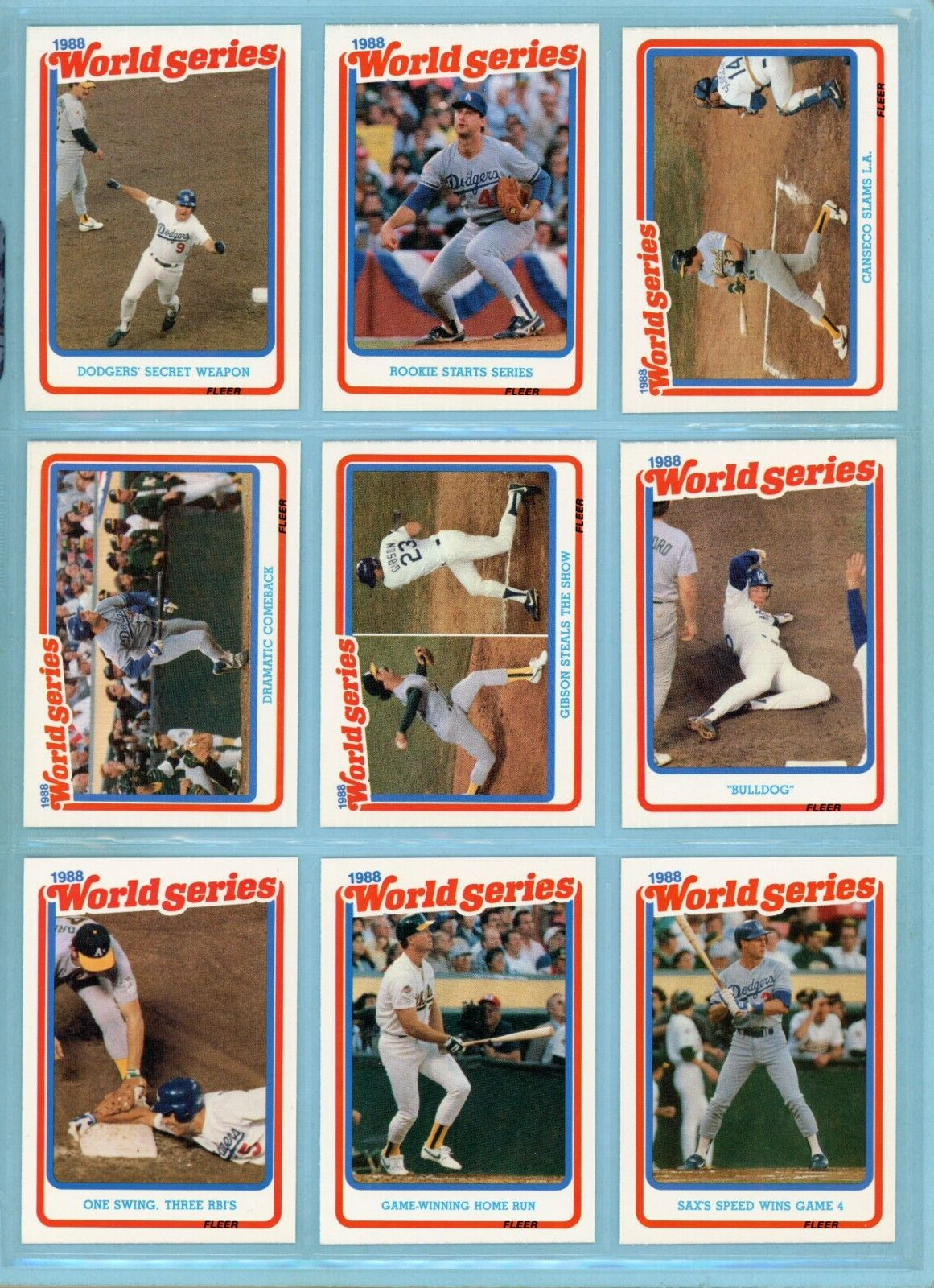 1989 Fleer Set of 12 1988 World Series Special Baseball Cards NM