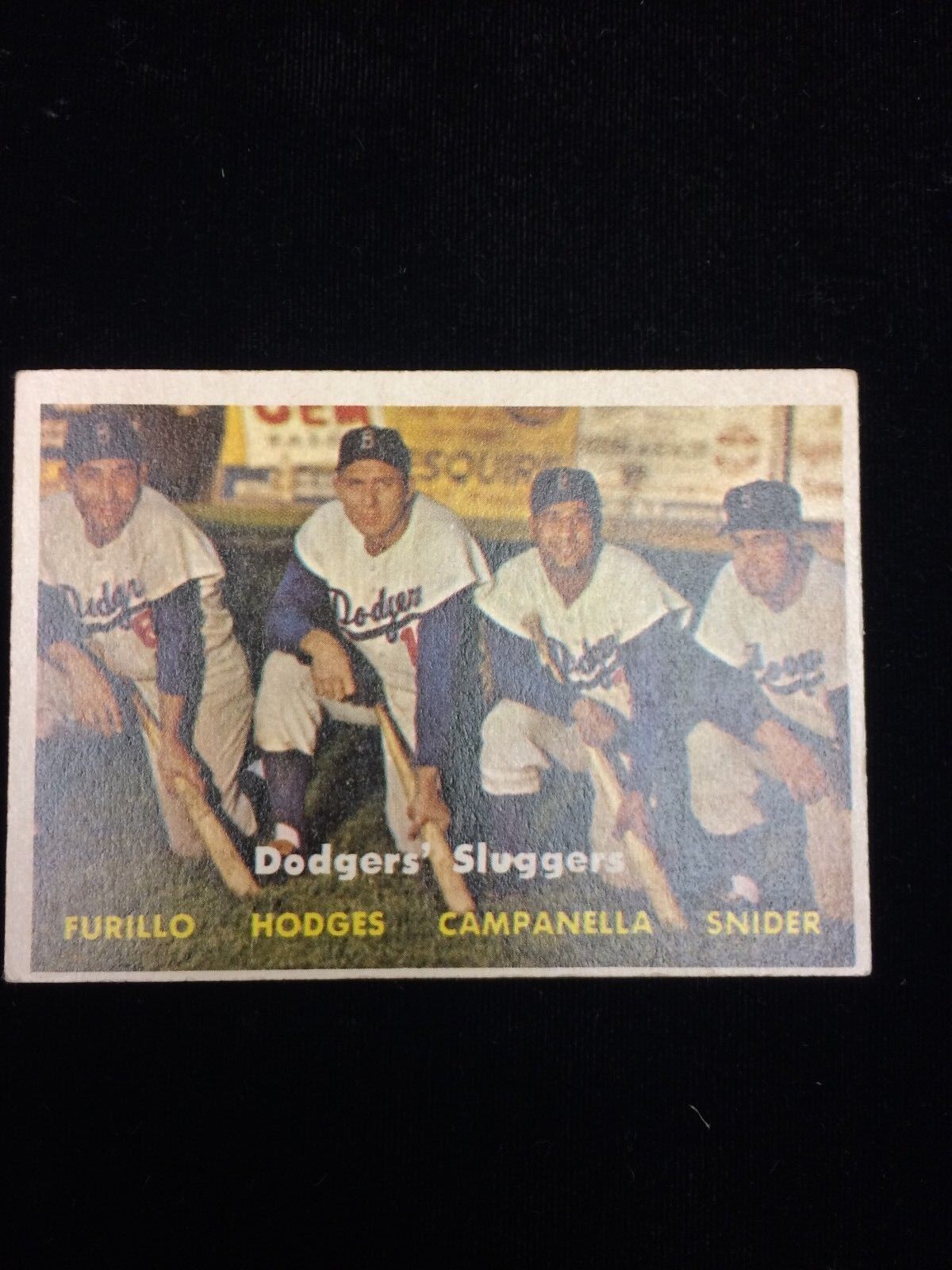 1957 Topps #400 Dodgers' Sluggers Card - Furillo Hodges Campanella Snider- EX