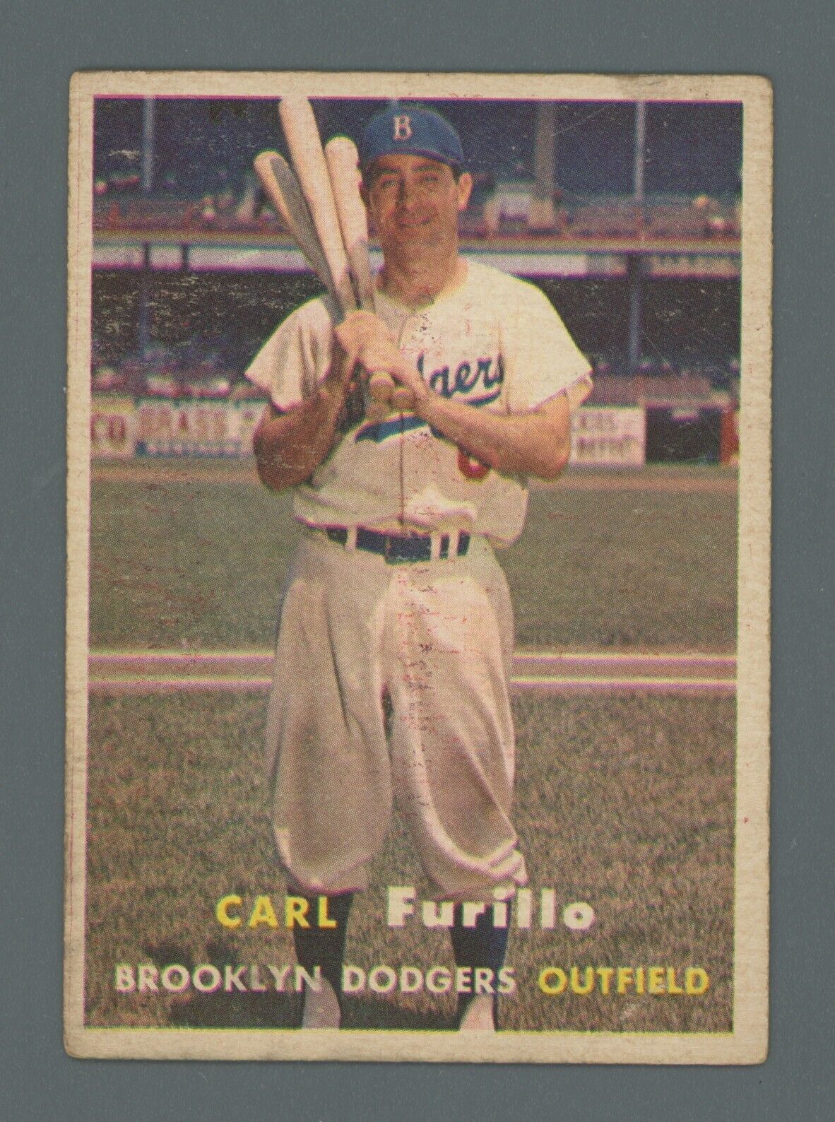 1957 Topps #45 Carl Furillo Brooklyn Dodgers Baseball Card Low Grade