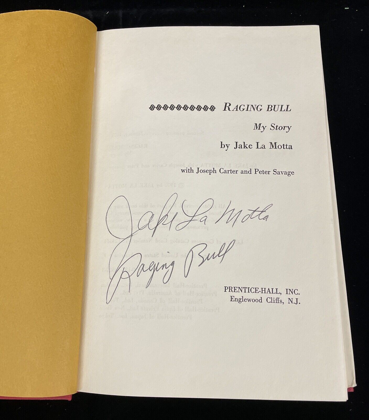 Jake LaMotta Signed Book "Raging  Bull My Story” Auto with B&E Hologram