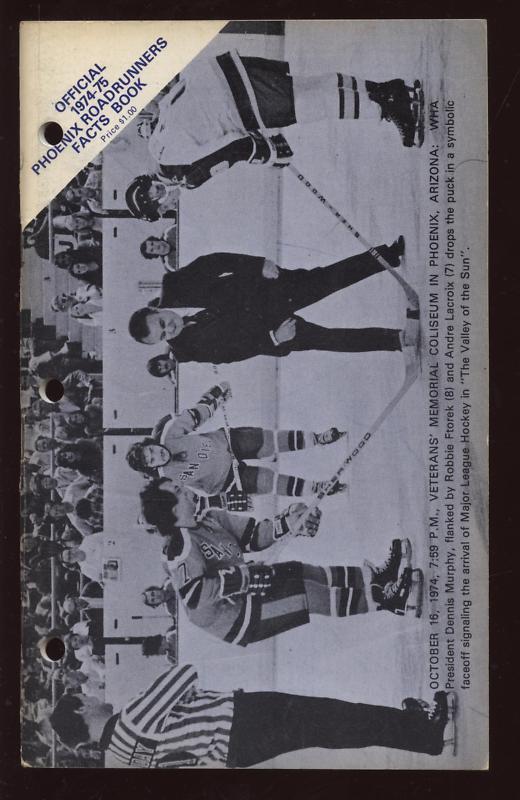 1974/75 Phoenix Roadrunners WHA Media Guide EXMT