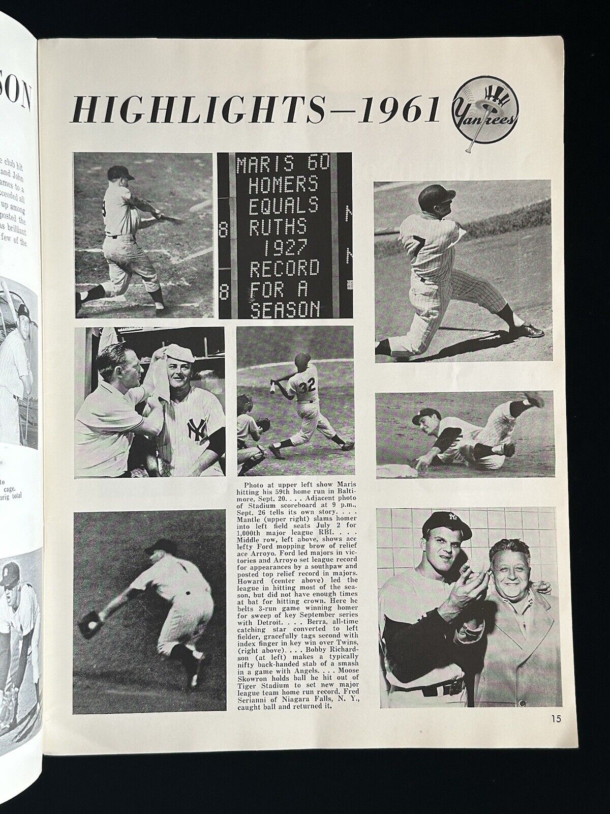 1961 New York Yankees World Series Program vs Cincinnati Reds - Unscored - VG-EX