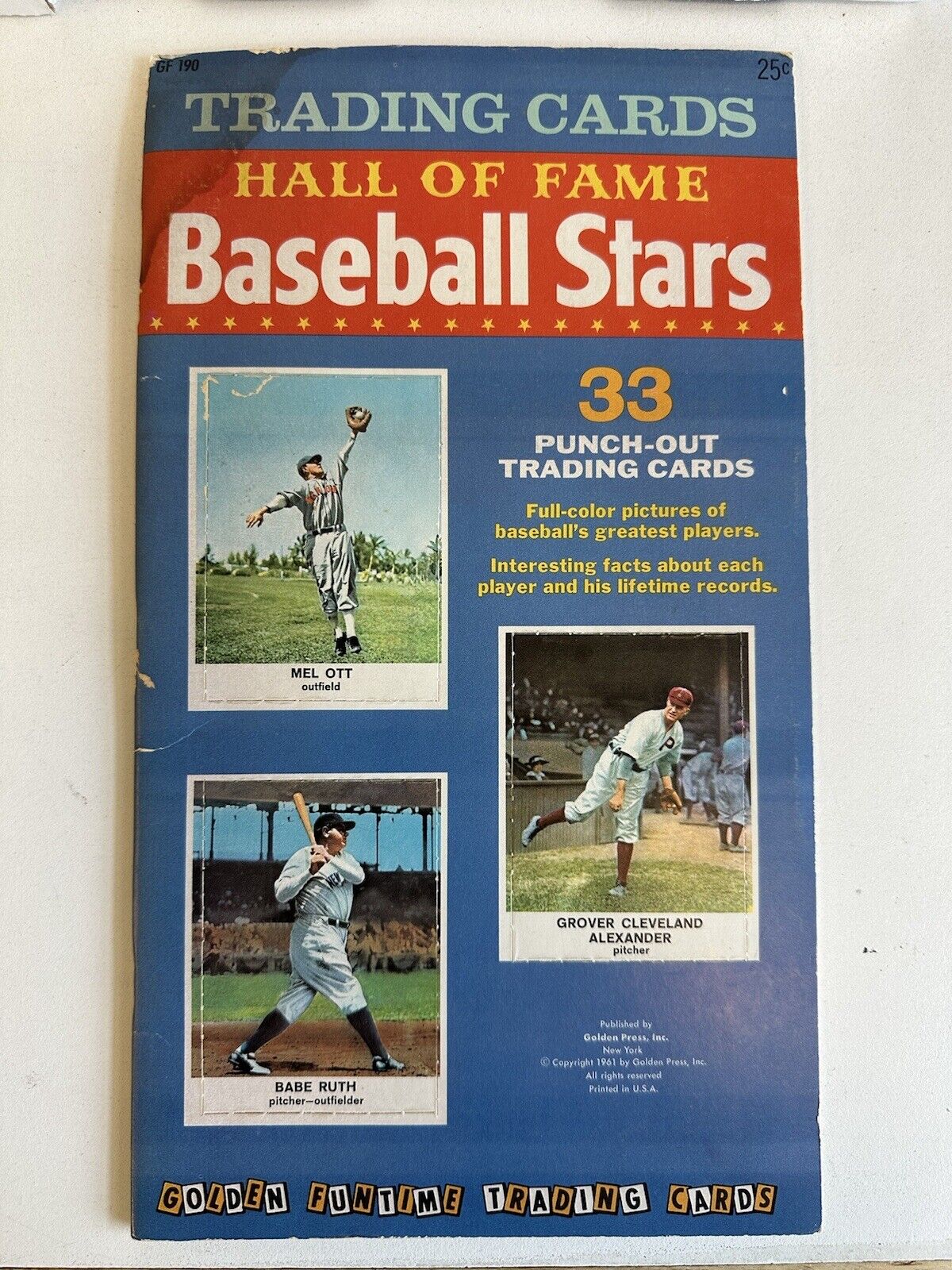 1961 Golden Press Hall of Fame Baseball Stars Complete Card Set of 33 in Booklet