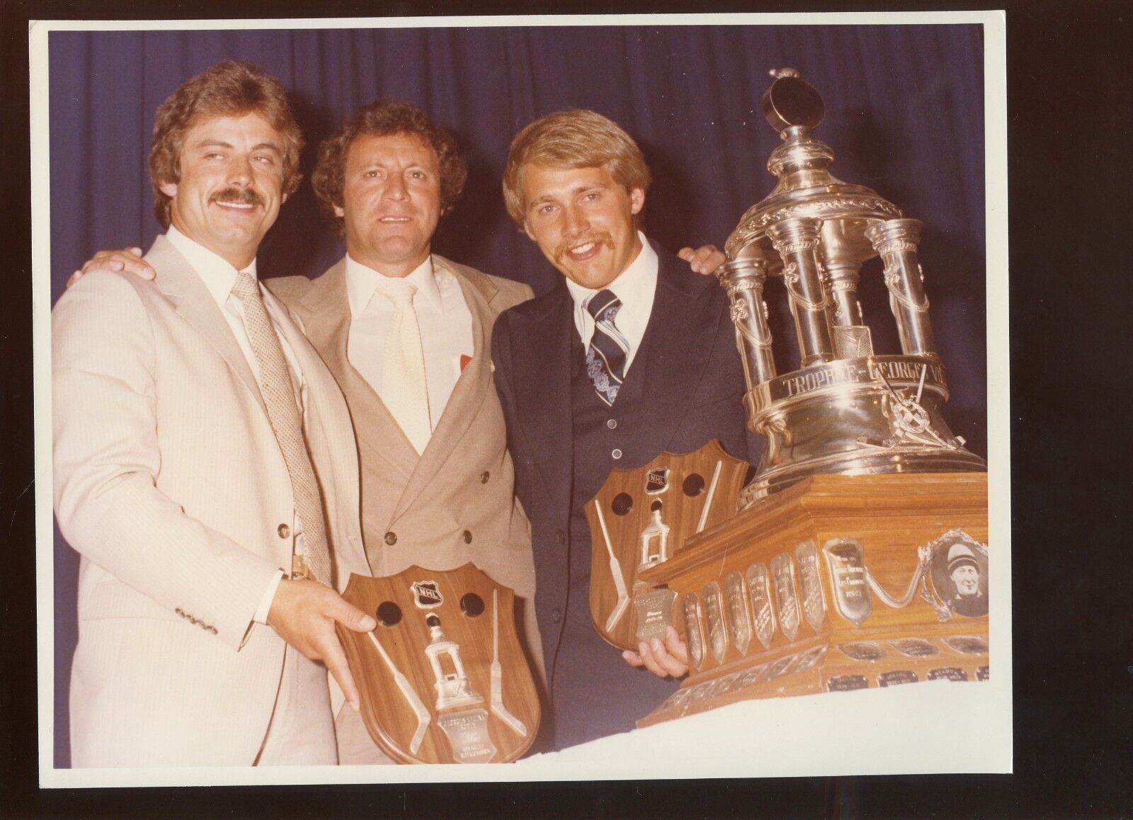 Original NHL Hockey Goalies Vezina Cup Sauve Edwards & Tony Esposito 8x10 Photo