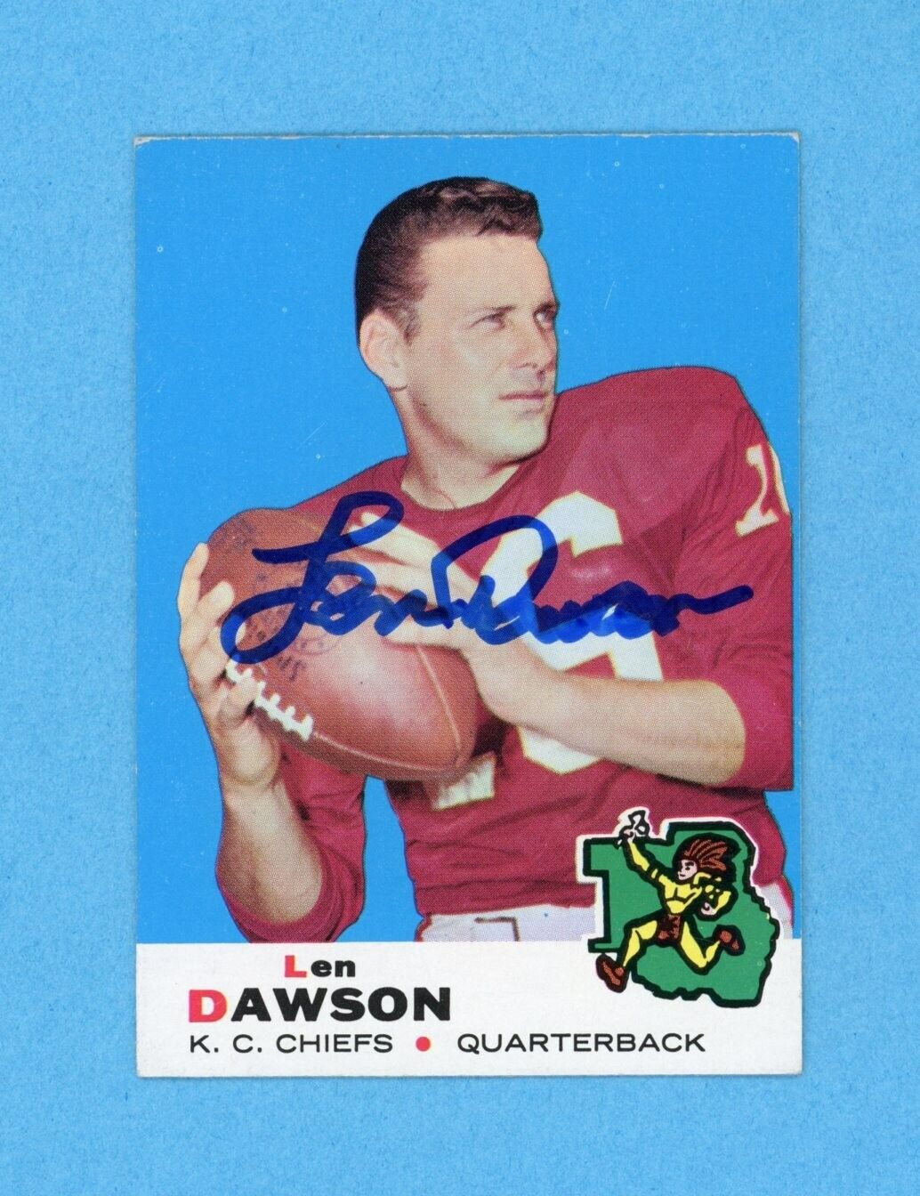 Len Dawson Kansas City Chiefs 1969 Topps #20 Autographed Football Card