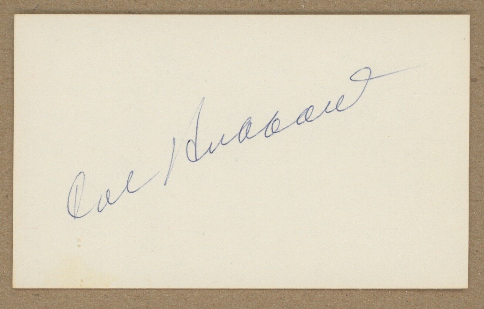 Cal Hubbard (MLB AND NFL Hall of Famer) Signed Index Card Auto with B&E Hologram