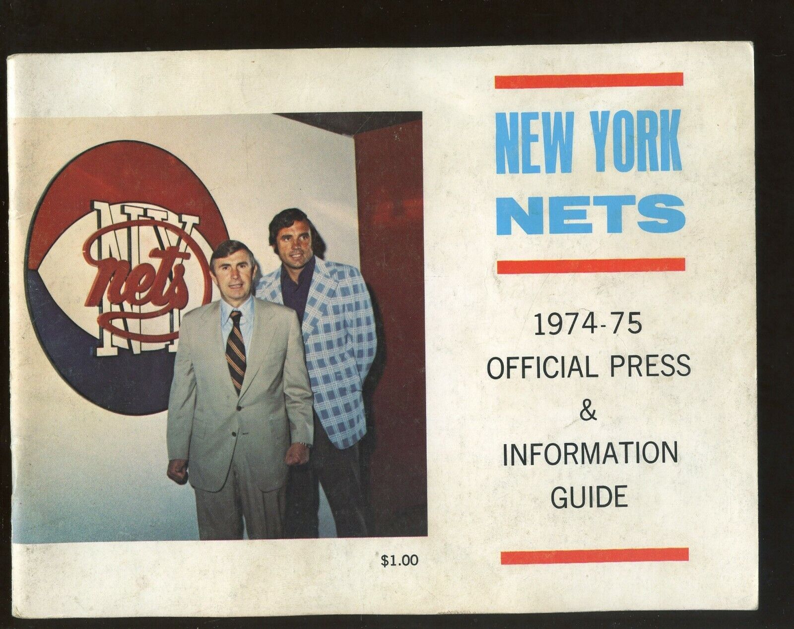 1974/1975 ABA Basketball New York Nets Press Radio TV Media Guide VGEX+