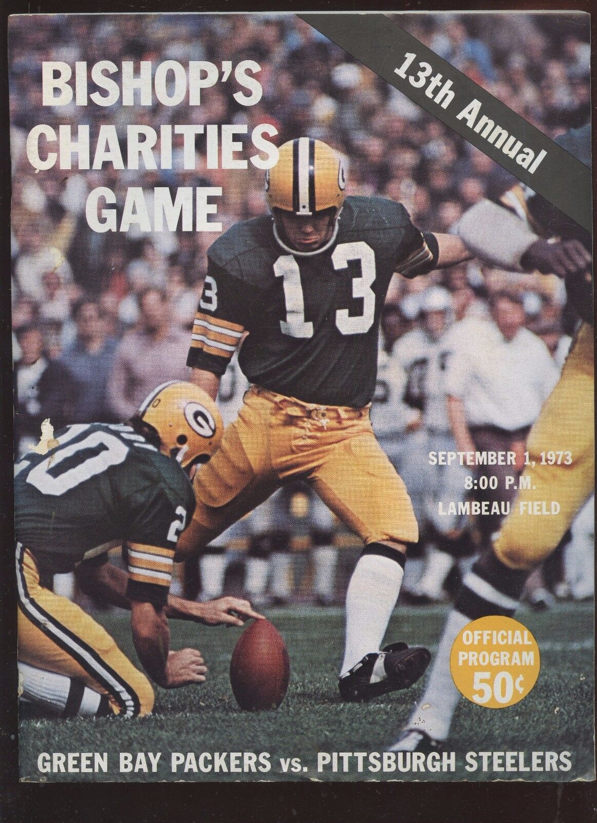 September 1 1973 NFL Program Pittsburgh Steelers at Green Bay Packers EX+