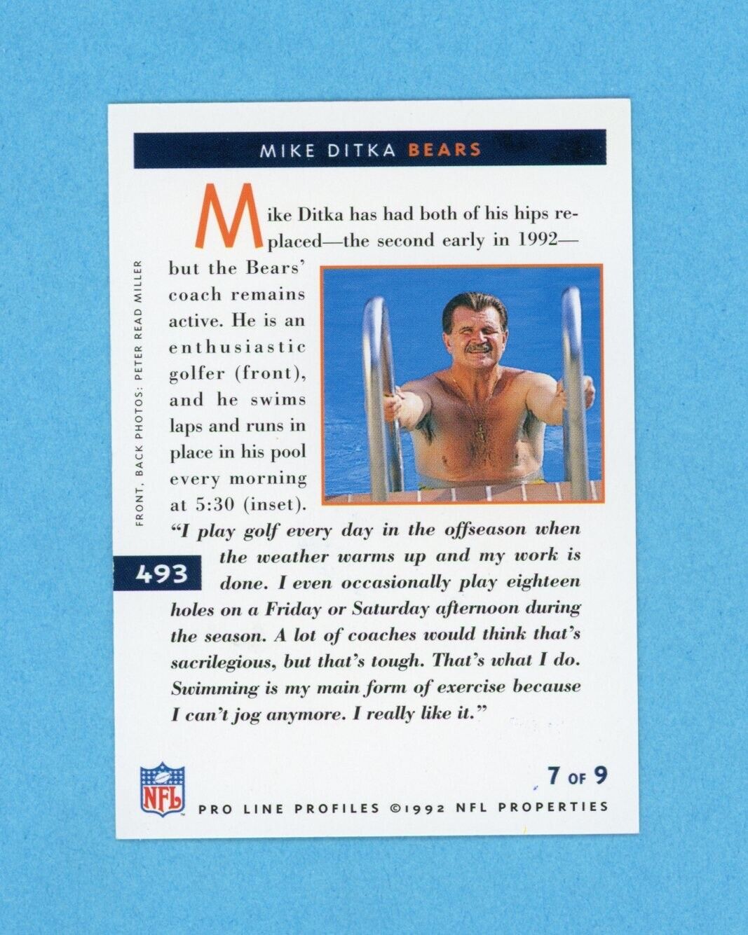 Mike Ditka 1992 Proline  Profiles Card #493 7 of 9 • Auto with B&E Hologram