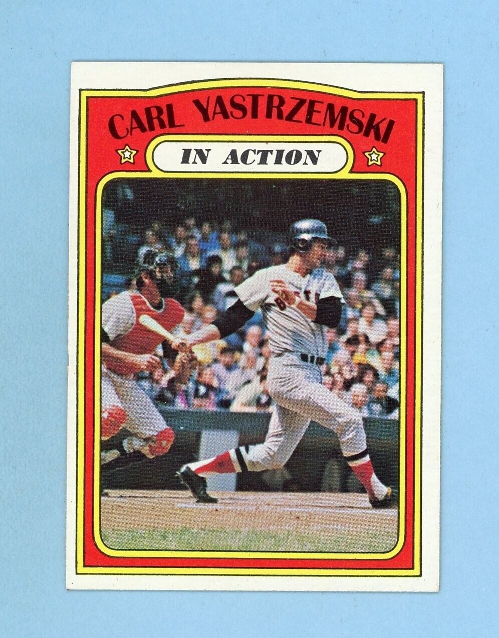 1972 Topps #38 Carl Yastrzemski In Action Boston Red Sox Baseball Card Ex/Mt