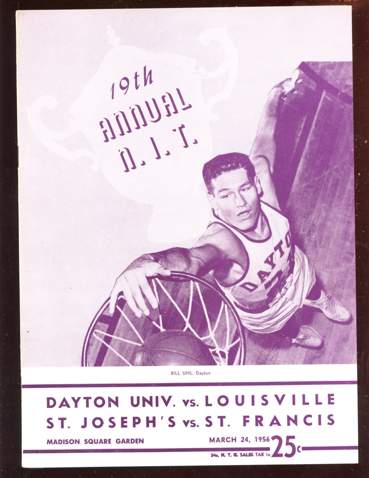 1956 NCAA Basketball NIT Final Program Dayton vs. Louisville EXMT