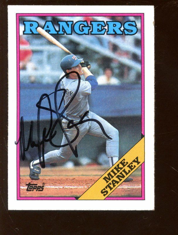 1988 Topps Baseball Card #219 Mike Stanley Rookie Autographed VGEX