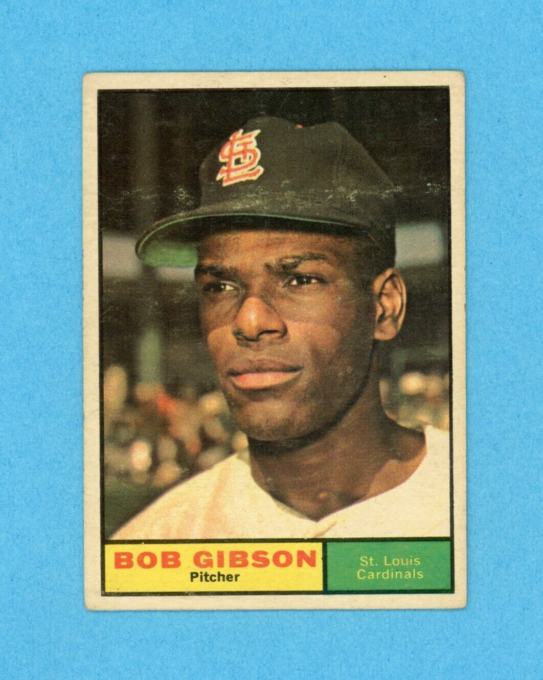 1961 Topps #211 Bob Gibson St. Louis Cardinals Baseball Card Vg/Ex lht scf