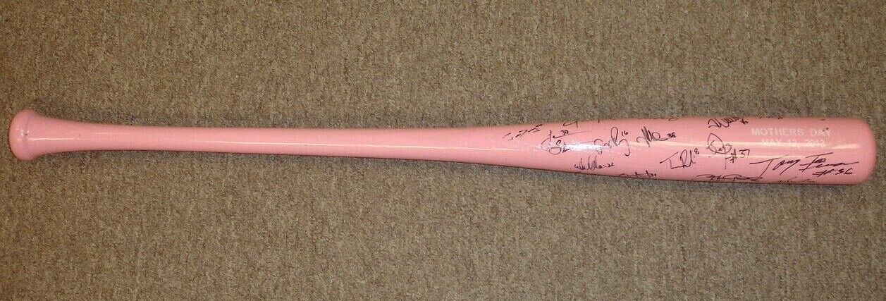 2013 Dayton Dragons Minor League Team Signed Pink Mother's Day Bat - 33 sigs