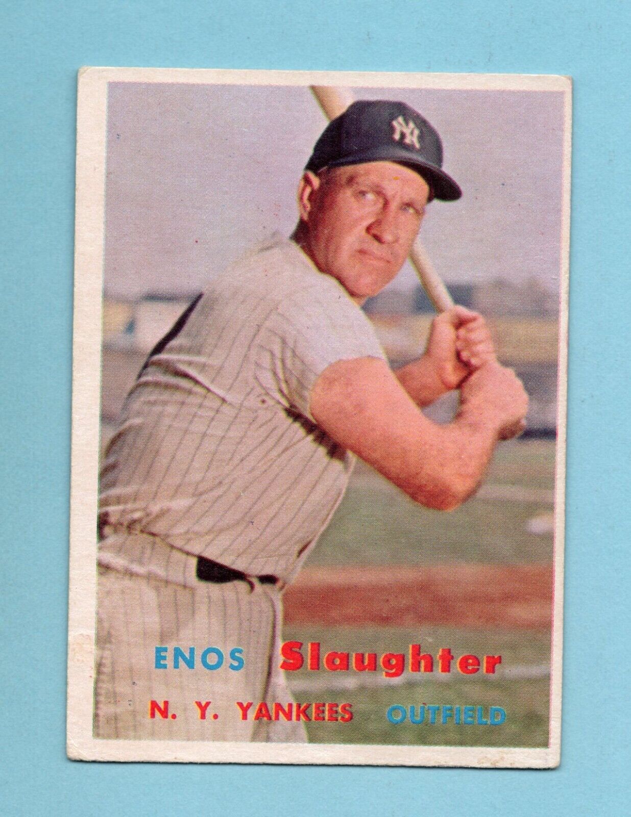 1957 Topps #215 Enos Slaughter New York Yankees Baseball Card Vg/Ex