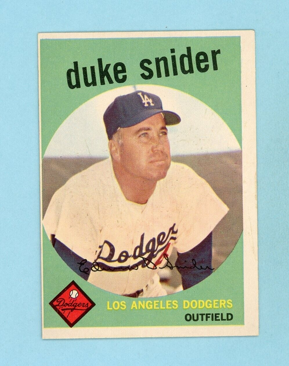 1959 Topps #20 Duke Snider Los Angeles Dodgers Baseball Card NM o/c