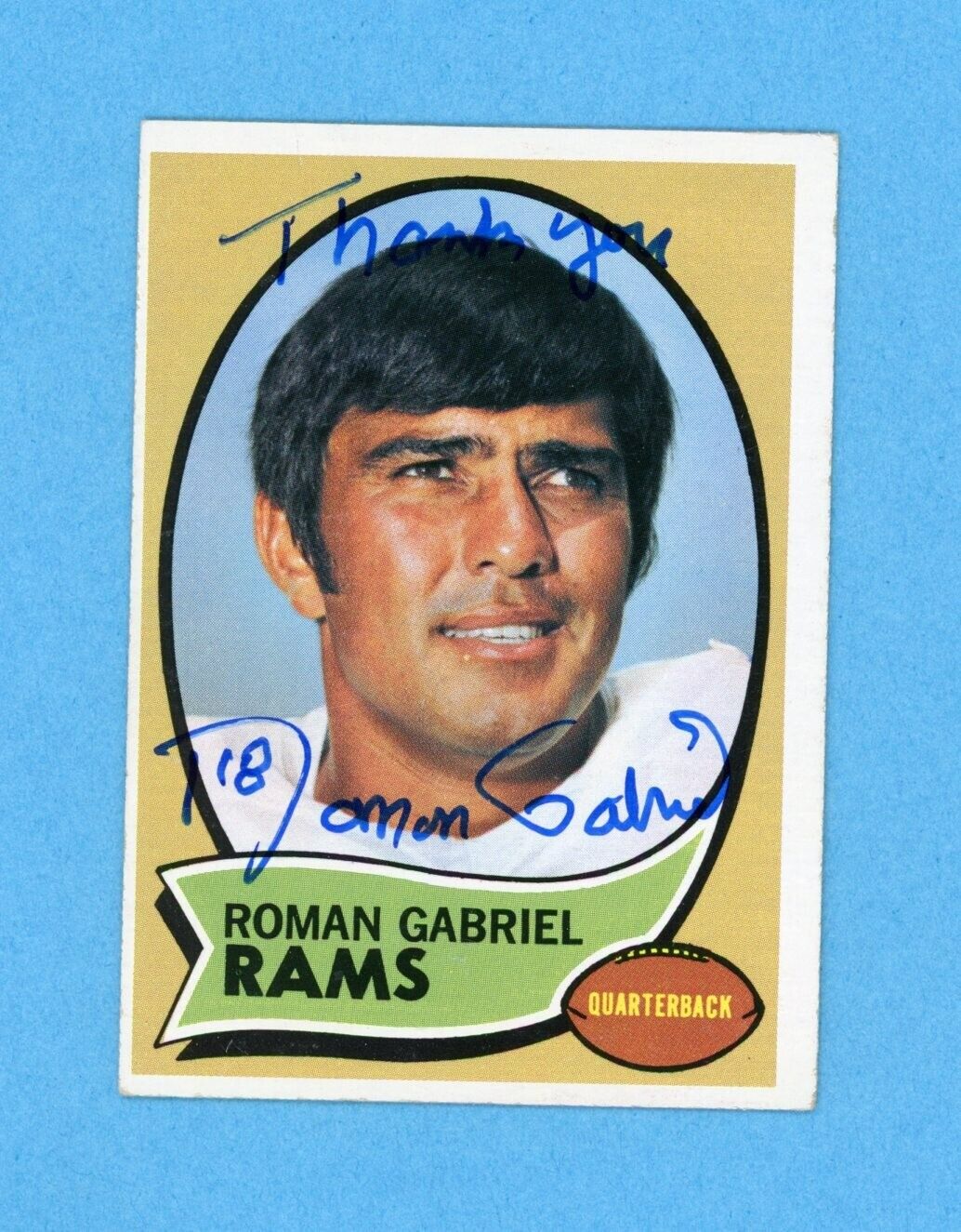 Roman Gabriel Los Angeles Rams 1970 Topps #100 Autographed Football Card